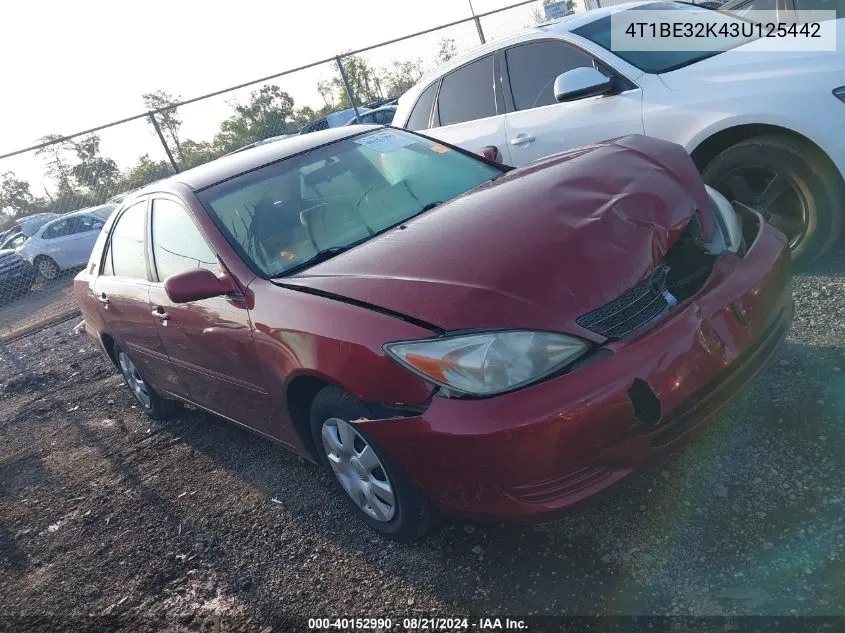 2003 Toyota Camry Le VIN: 4T1BE32K43U125442 Lot: 40152990