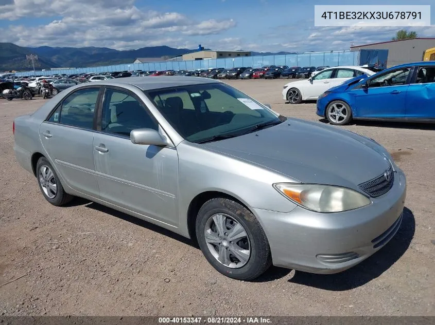 2003 Toyota Camry Le VIN: 4T1BE32KX3U678791 Lot: 40153347