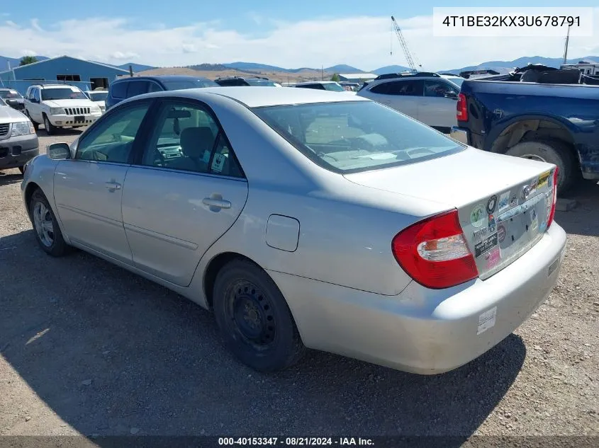 2003 Toyota Camry Le VIN: 4T1BE32KX3U678791 Lot: 40153347