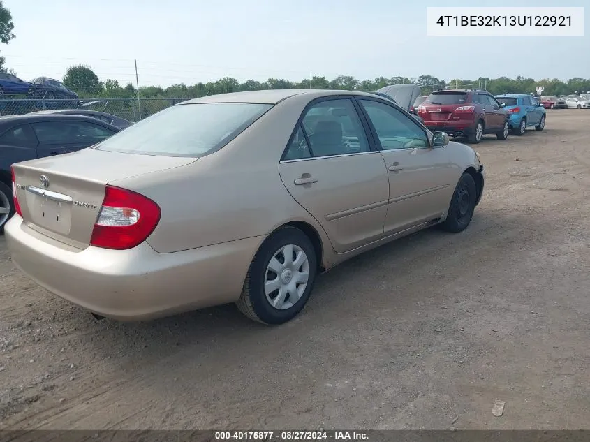 2003 Toyota Camry Le VIN: 4T1BE32K13U122921 Lot: 40175877