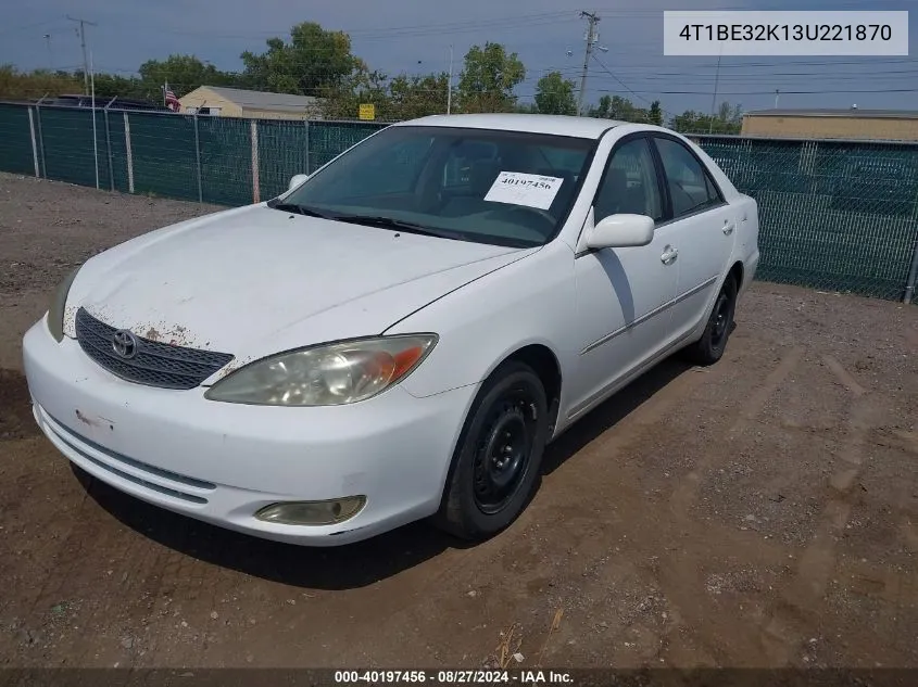 2003 Toyota Camry Xle VIN: 4T1BE32K13U221870 Lot: 40197456