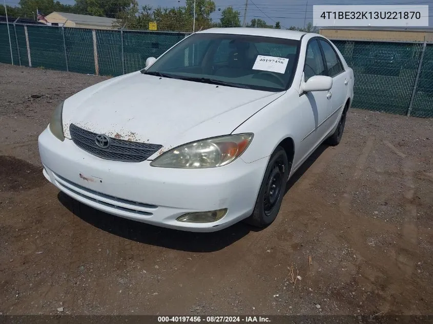 2003 Toyota Camry Xle VIN: 4T1BE32K13U221870 Lot: 40197456