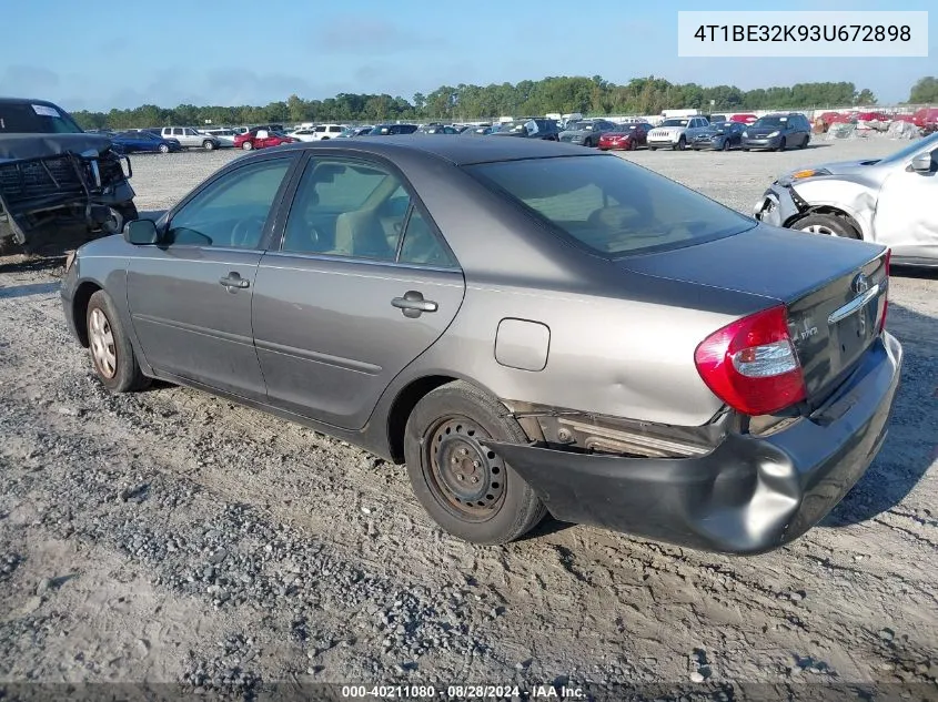 2003 Toyota Camry Le VIN: 4T1BE32K93U672898 Lot: 40211080