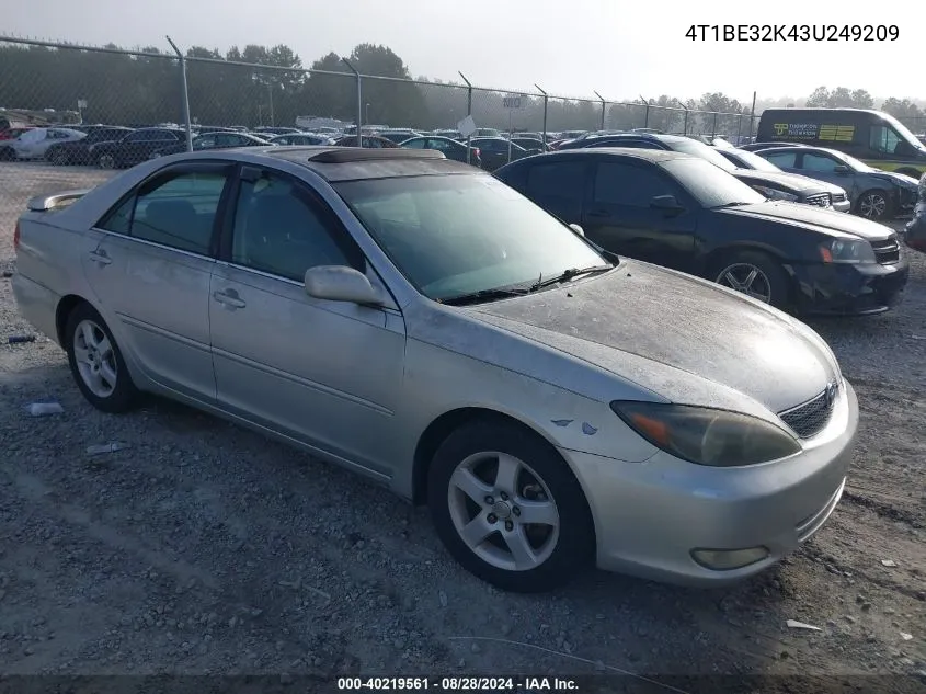 2003 Toyota Camry Se VIN: 4T1BE32K43U249209 Lot: 40219561