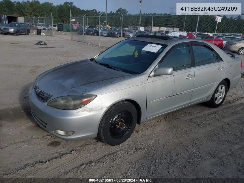 2003 Toyota Camry Se VIN: 4T1BE32K43U249209 Lot: 40219561