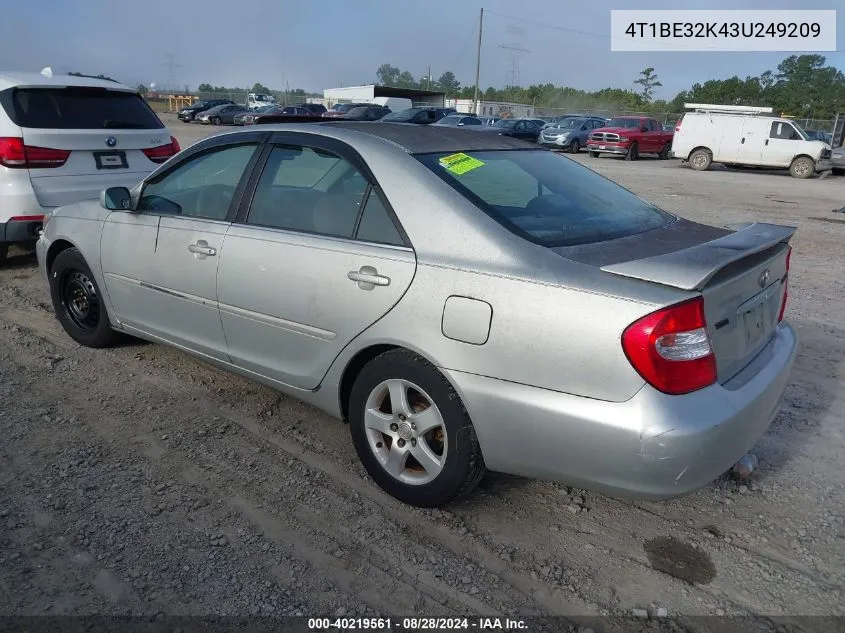 2003 Toyota Camry Se VIN: 4T1BE32K43U249209 Lot: 40219561