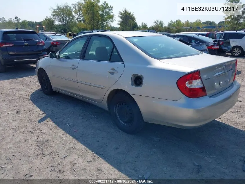 2003 Toyota Camry Le VIN: 4T1BE32K03U712317 Lot: 40221712