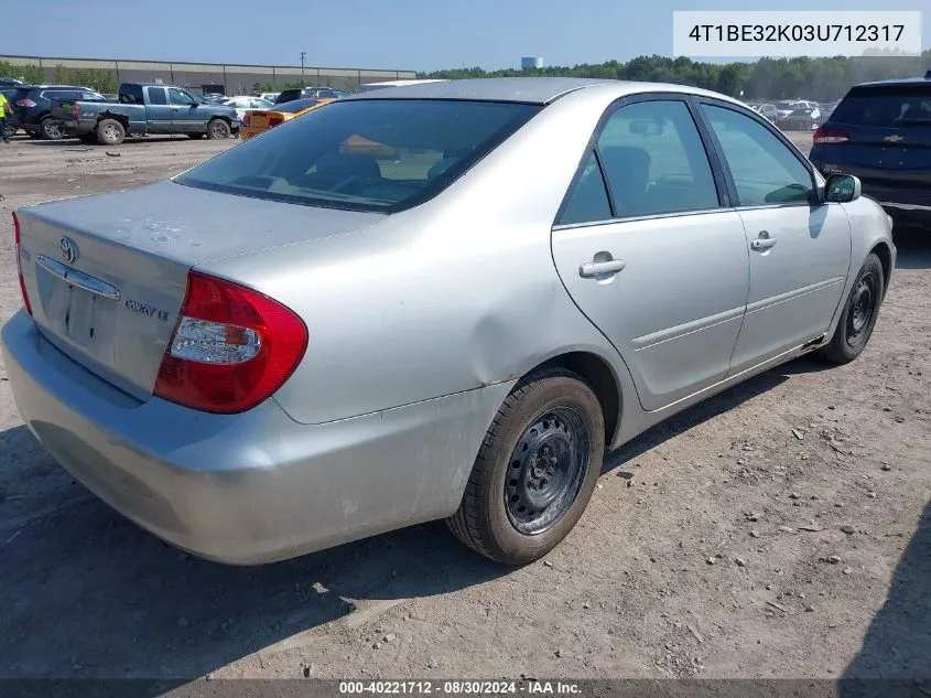 2003 Toyota Camry Le VIN: 4T1BE32K03U712317 Lot: 40221712