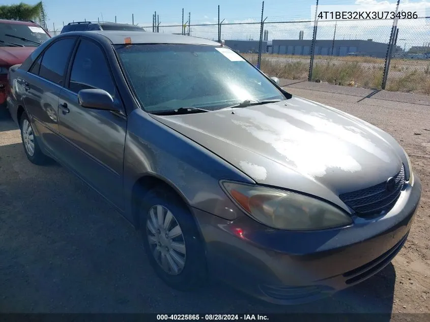 2003 Toyota Camry Le VIN: 4T1BE32KX3U734986 Lot: 40225865