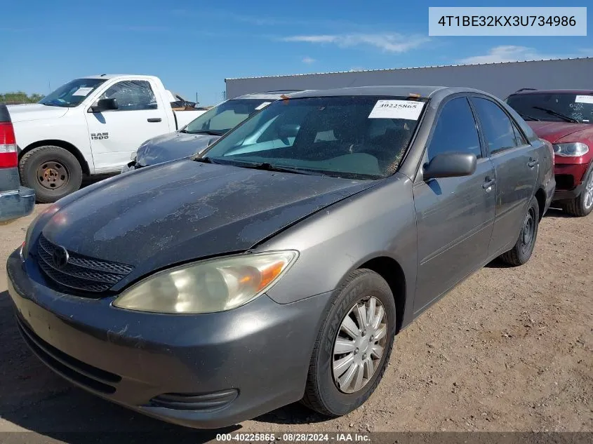 2003 Toyota Camry Le VIN: 4T1BE32KX3U734986 Lot: 40225865