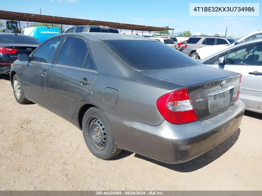 2003 Toyota Camry Le VIN: 4T1BE32KX3U734986 Lot: 40225865