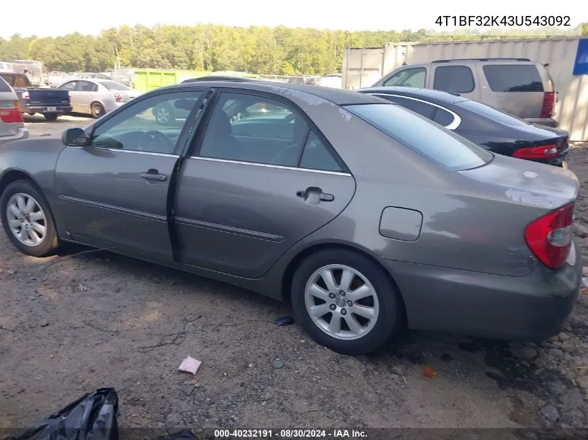 2003 Toyota Camry Xle V6 VIN: 4T1BF32K43U543092 Lot: 40232191