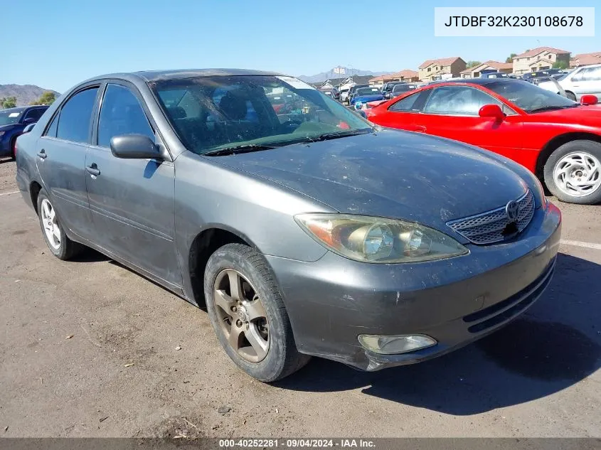 2003 Toyota Camry Se V6 VIN: JTDBF32K230108678 Lot: 40252281