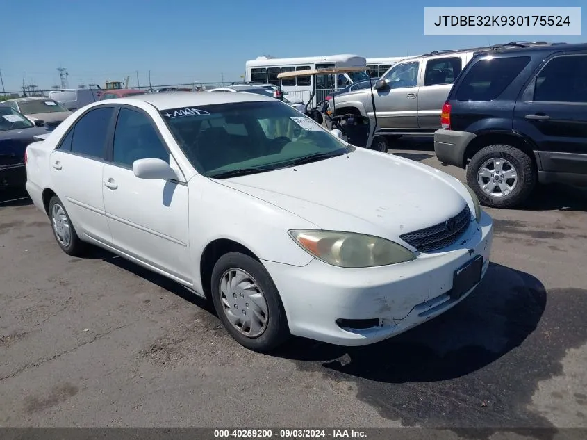 2003 Toyota Camry Le VIN: JTDBE32K930175524 Lot: 40259200