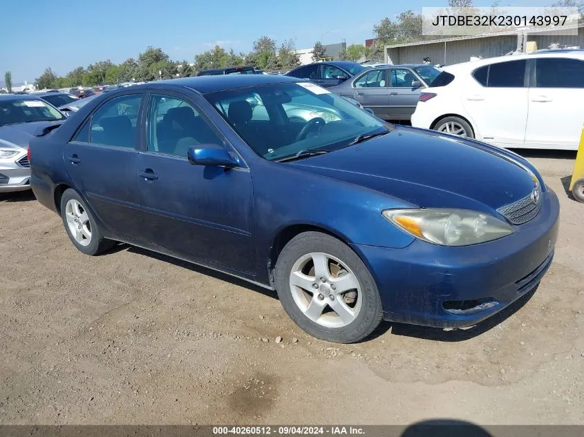 2003 Toyota Camry Se VIN: JTDBE32K230143997 Lot: 40260512