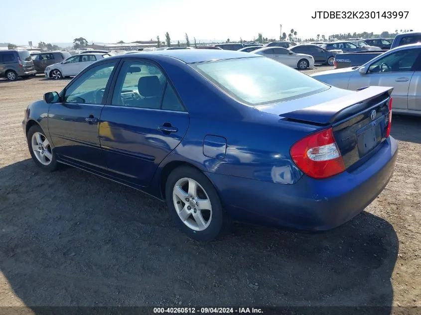 2003 Toyota Camry Se VIN: JTDBE32K230143997 Lot: 40260512