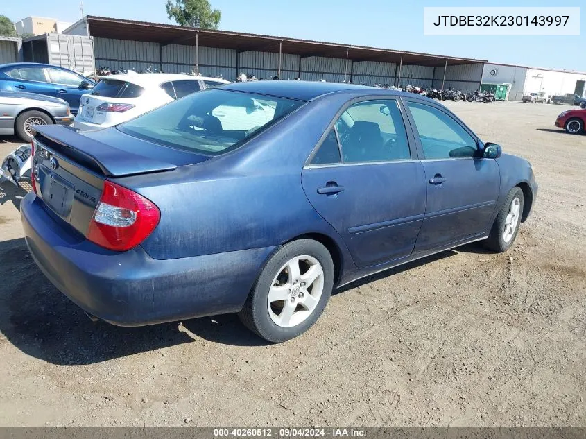 2003 Toyota Camry Se VIN: JTDBE32K230143997 Lot: 40260512