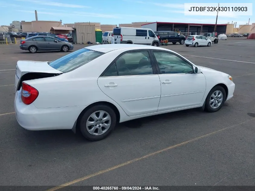 2003 Toyota Camry Le V6/Se V6/Xle V6 VIN: JTDBF32K430110903 Lot: 40265760