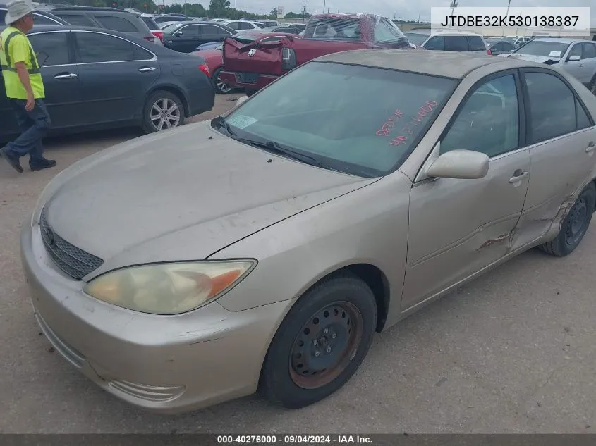 JTDBE32K530138387 2003 Toyota Camry Le