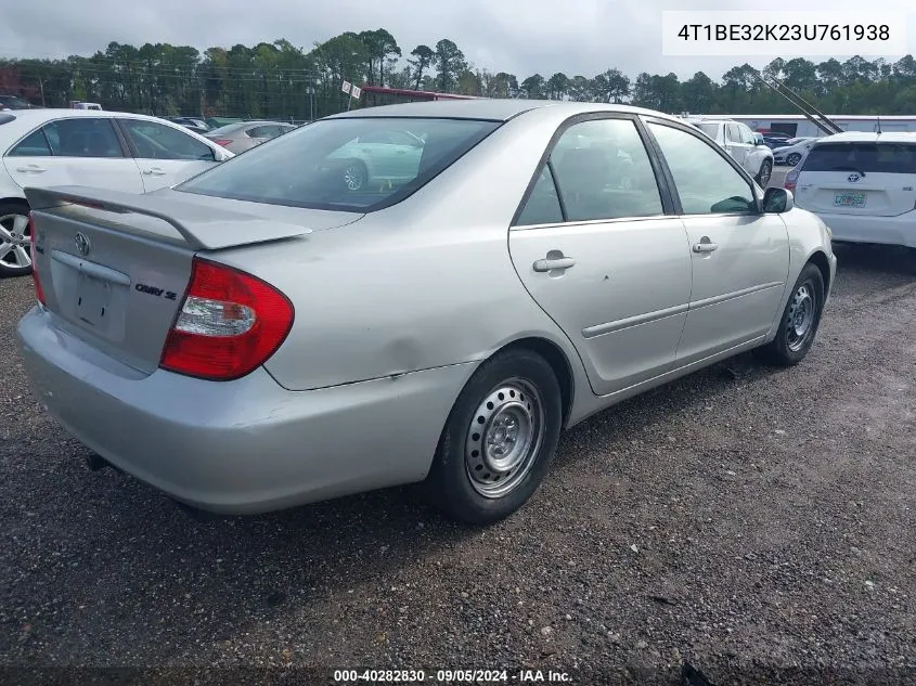 2003 Toyota Camry Se VIN: 4T1BE32K23U761938 Lot: 40282830