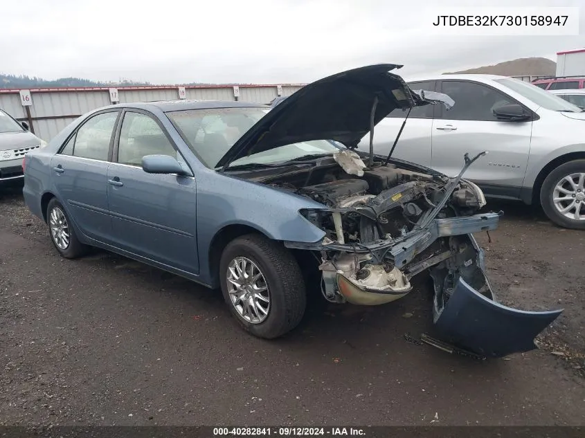 2003 Toyota Camry Le/Se/Xle VIN: JTDBE32K730158947 Lot: 40282841