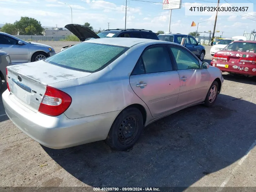 2003 Toyota Camry Le VIN: 4T1BF32K63U052457 Lot: 40289790