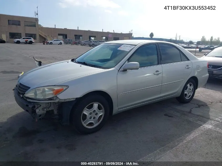 2003 Toyota Camry Le VIN: 4T1BF30KX3U553452 Lot: 40293791