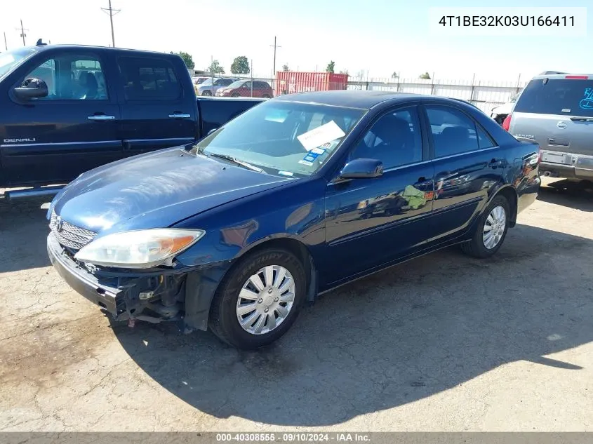 2003 Toyota Camry Le VIN: 4T1BE32K03U166411 Lot: 40308555