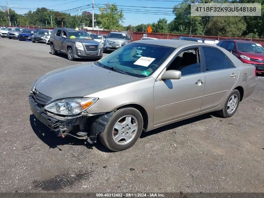 2003 Toyota Camry Le V6 VIN: 4T1BF32K93U548188 Lot: 40312482