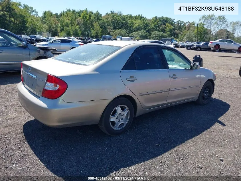 4T1BF32K93U548188 2003 Toyota Camry Le V6