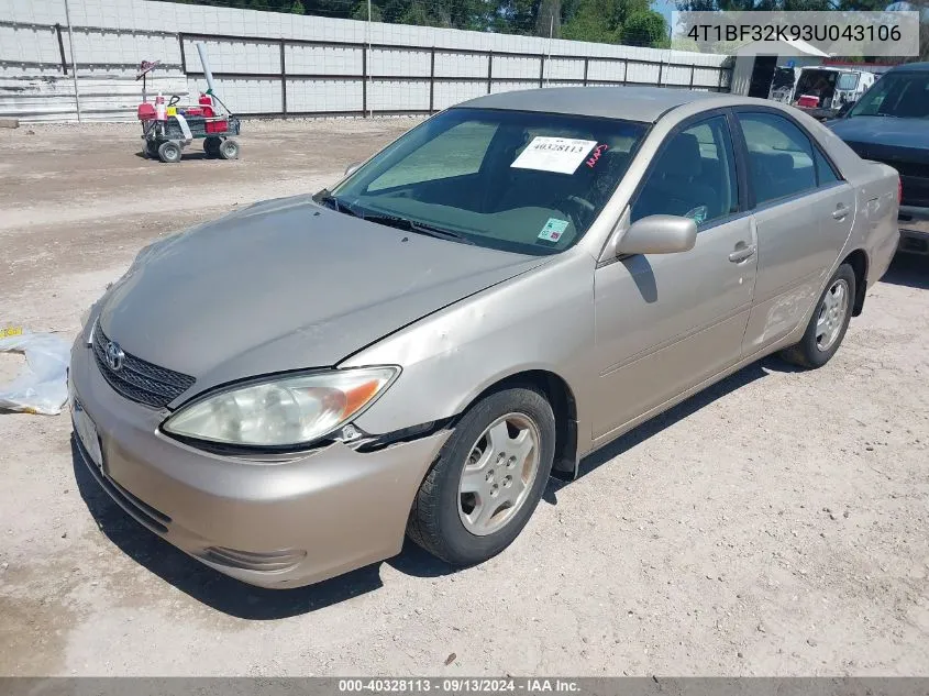 4T1BF32K93U043106 2003 Toyota Camry Le V6