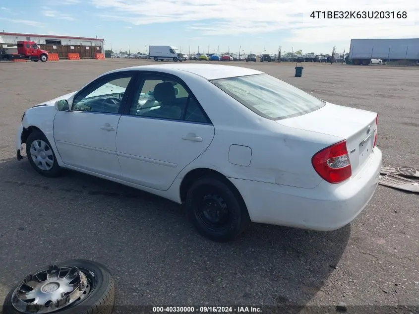 2003 Toyota Camry Le VIN: 4T1BE32K63U203168 Lot: 40330000