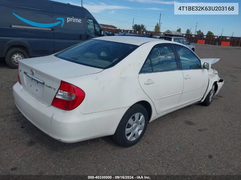 2003 Toyota Camry Le VIN: 4T1BE32K63U203168 Lot: 40330000