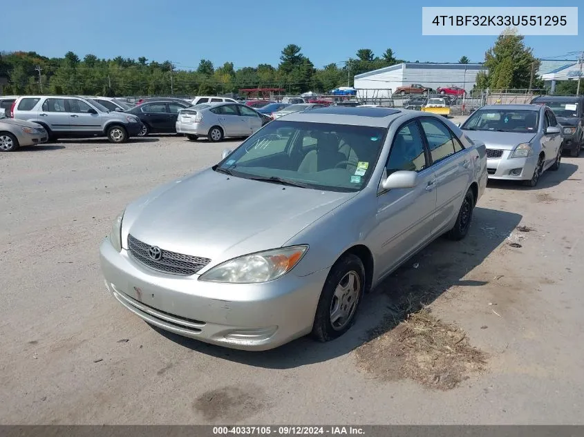 2003 Toyota Camry Le/Xle/Se VIN: 4T1BF32K33U551295 Lot: 40337105