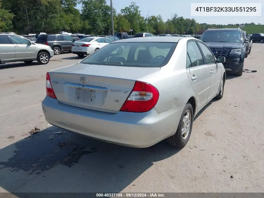 2003 Toyota Camry Le/Xle/Se VIN: 4T1BF32K33U551295 Lot: 40337105