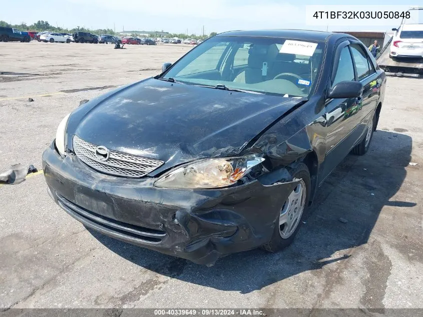 2003 Toyota Camry Le VIN: 4T1BF32K03U050848 Lot: 40339649