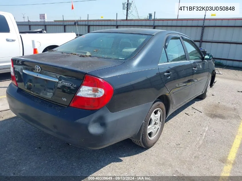 2003 Toyota Camry Le VIN: 4T1BF32K03U050848 Lot: 40339649