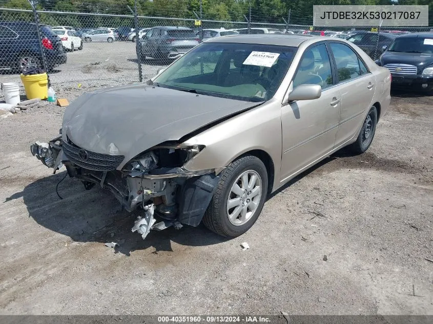 2003 Toyota Camry Le/Se/Xle VIN: JTDBE32K530217087 Lot: 40351960