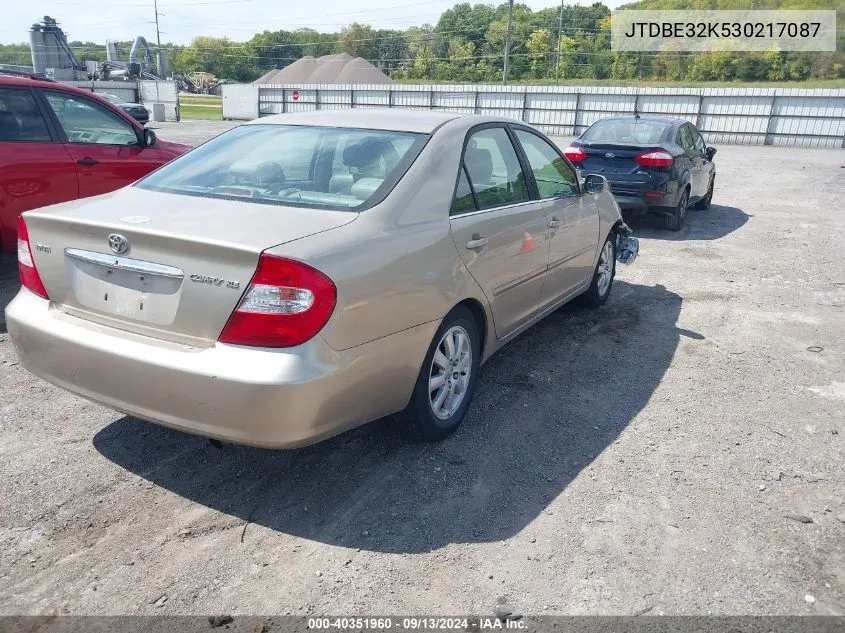 2003 Toyota Camry Le/Se/Xle VIN: JTDBE32K530217087 Lot: 40351960