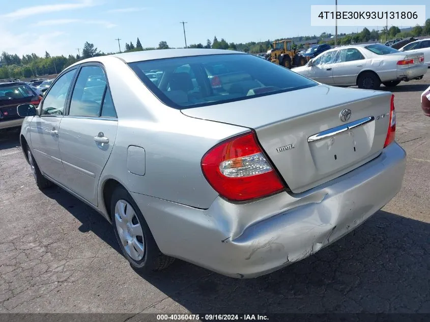 2003 Toyota Camry Le VIN: 4T1BE30K93U131806 Lot: 40360475