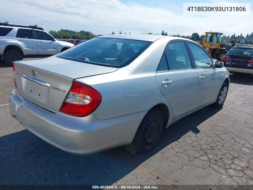 2003 Toyota Camry Le VIN: 4T1BE30K93U131806 Lot: 40360475