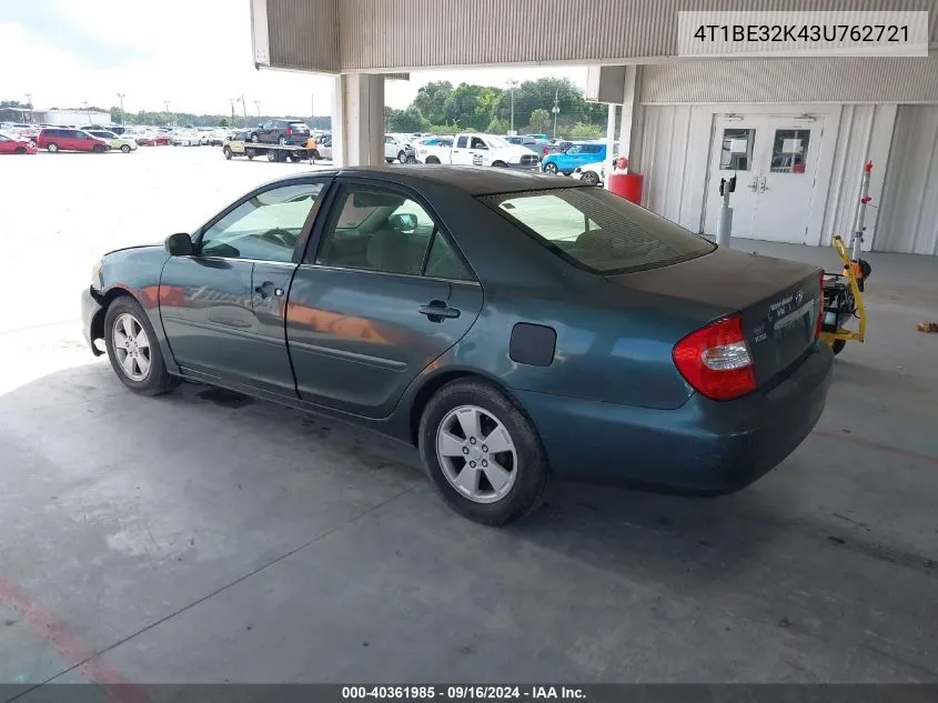 2003 Toyota Camry Le VIN: 4T1BE32K43U762721 Lot: 40361985