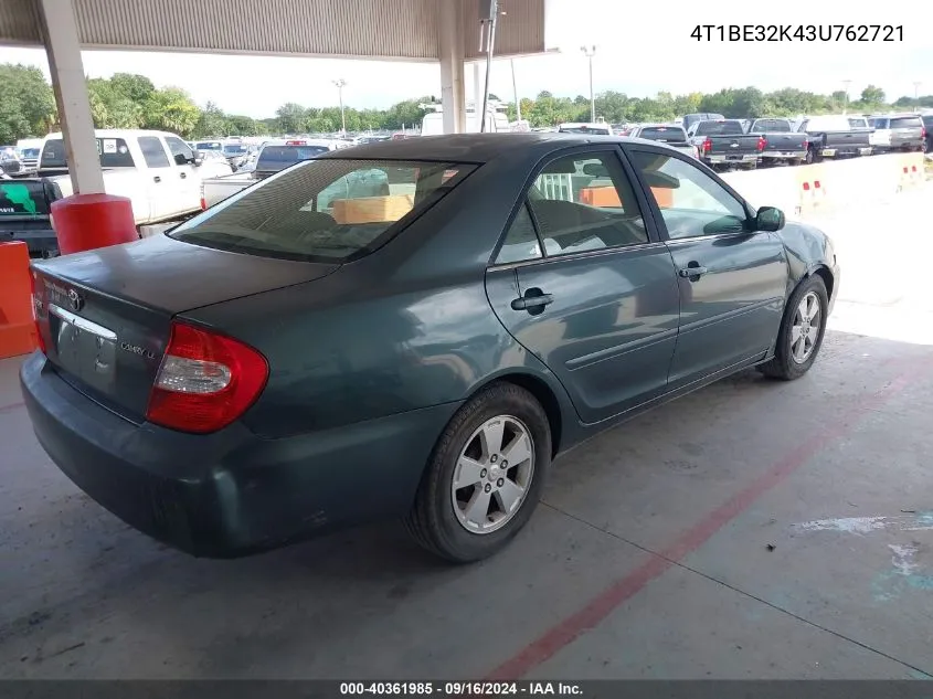 2003 Toyota Camry Le VIN: 4T1BE32K43U762721 Lot: 40361985