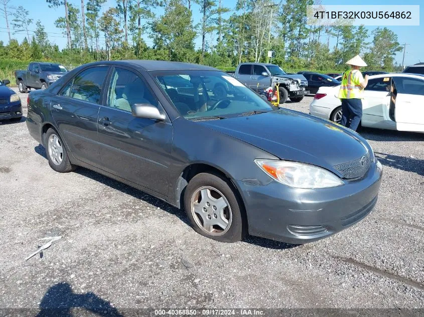 2003 Toyota Camry Le VIN: 4T1BF32K03U564862 Lot: 40368850