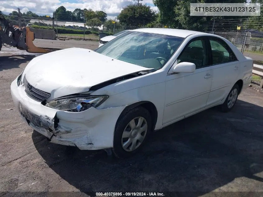 2003 Toyota Camry Le VIN: 4T1BE32K43U123125 Lot: 40375895