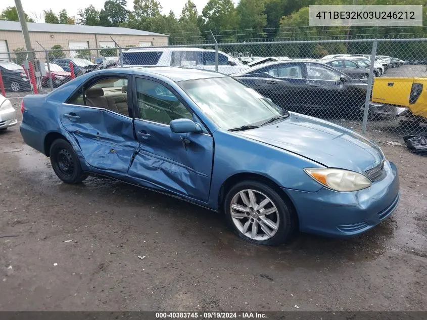 2003 Toyota Camry Le VIN: 4T1BE32K03U246212 Lot: 40383745