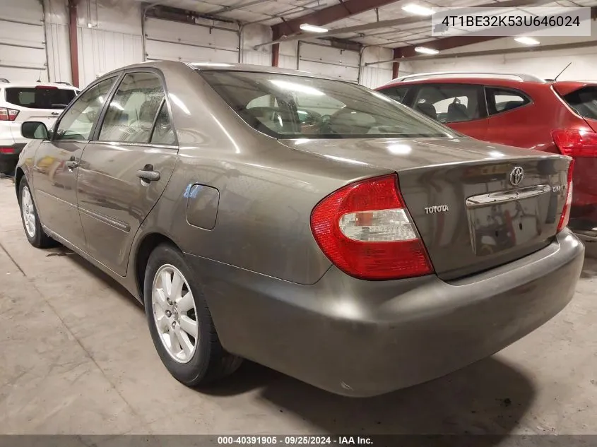 2003 Toyota Camry Xle VIN: 4T1BE32K53U646024 Lot: 40391905