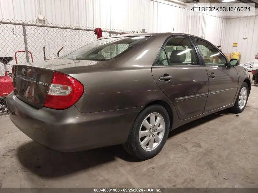 2003 Toyota Camry Xle VIN: 4T1BE32K53U646024 Lot: 40391905