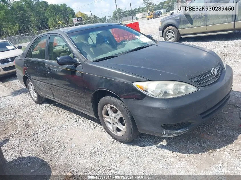 2003 Toyota Camry Le VIN: JTDBE32K930239450 Lot: 40397011