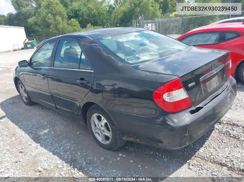 2003 Toyota Camry Le VIN: JTDBE32K930239450 Lot: 40397011